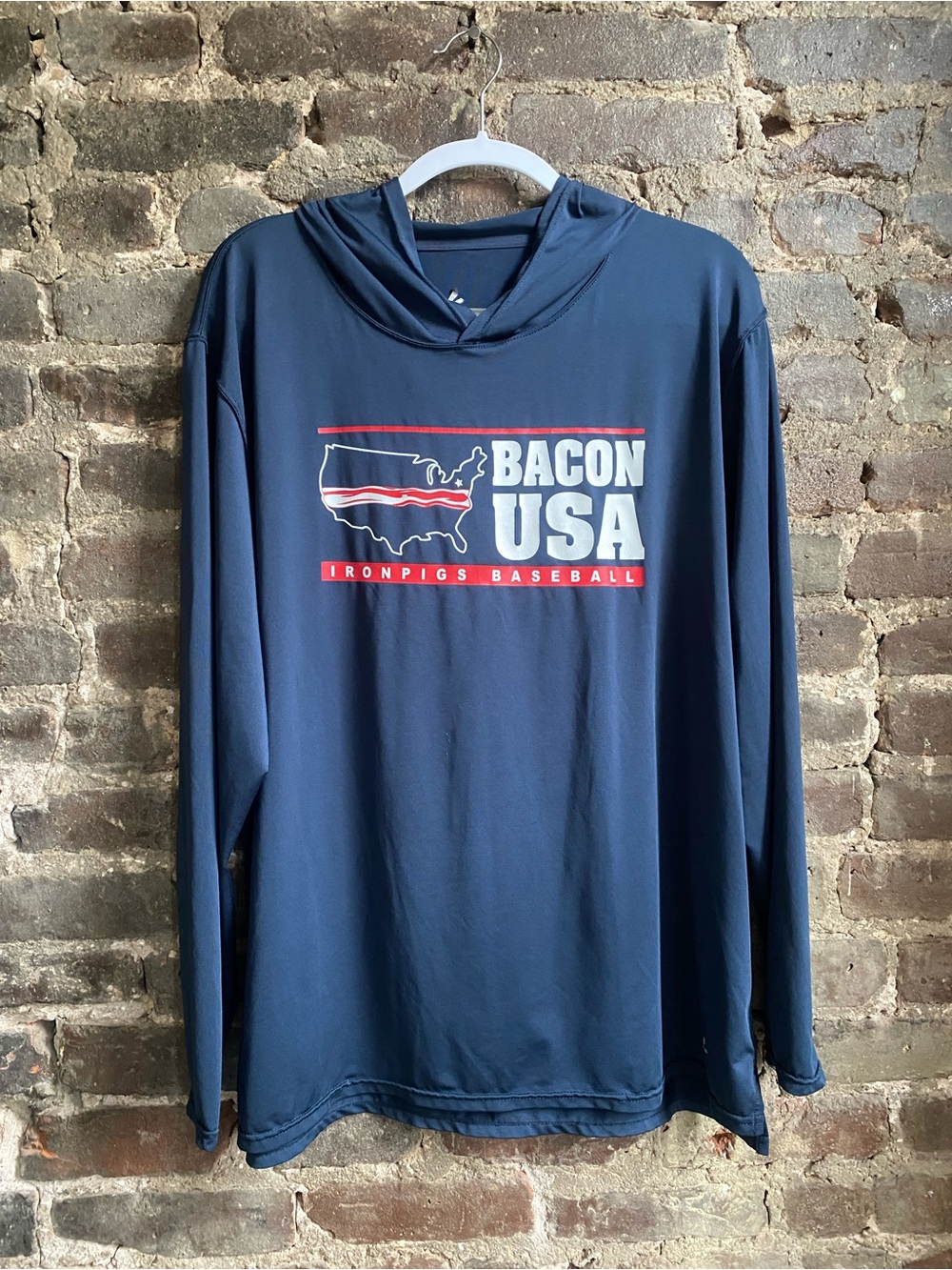 Bacon USA Navy Hooded Long-Sleeve Tee -